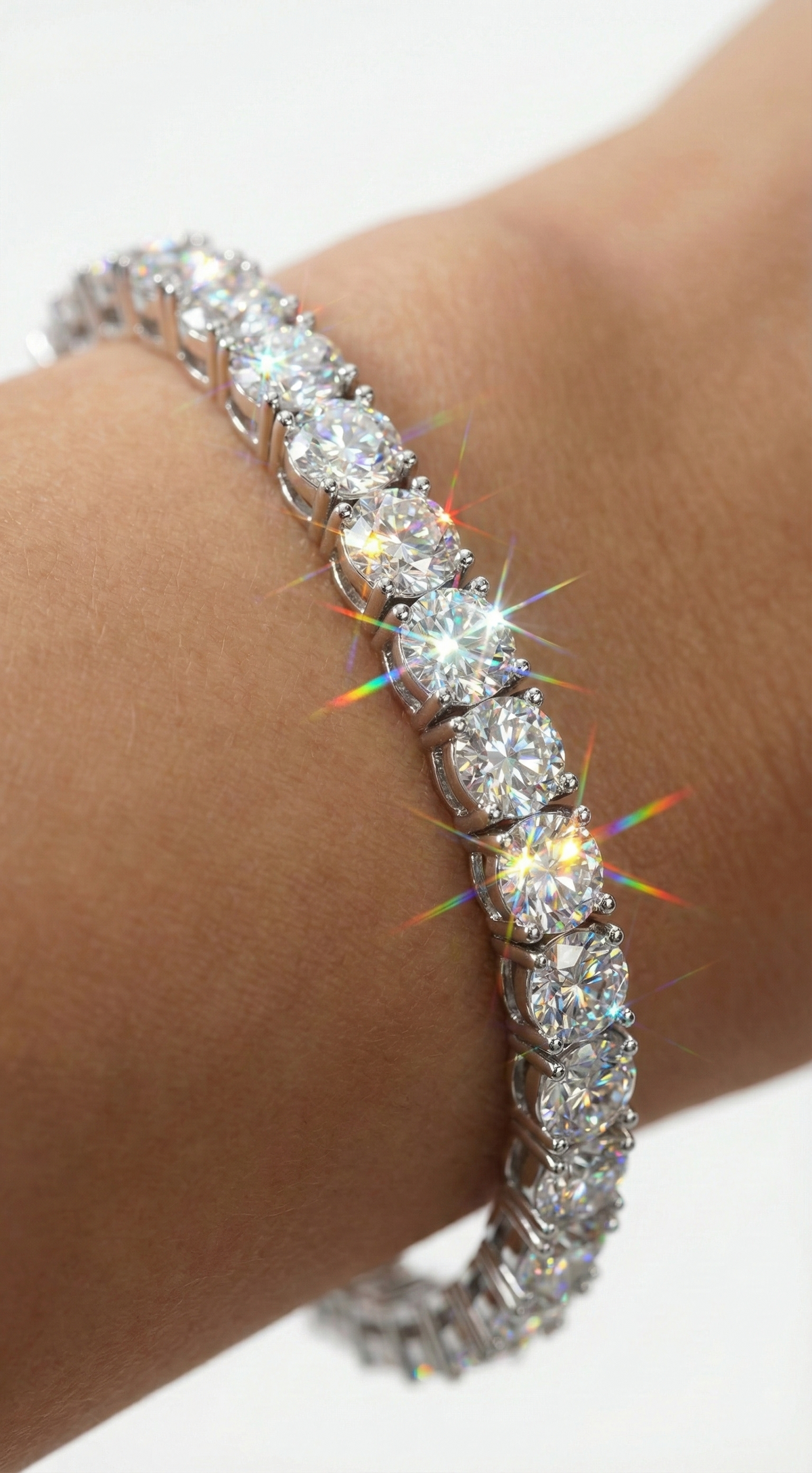 Galaxy Tennis Bracelet, cubic zirconia tennis design in 925 sterling silver, view 7