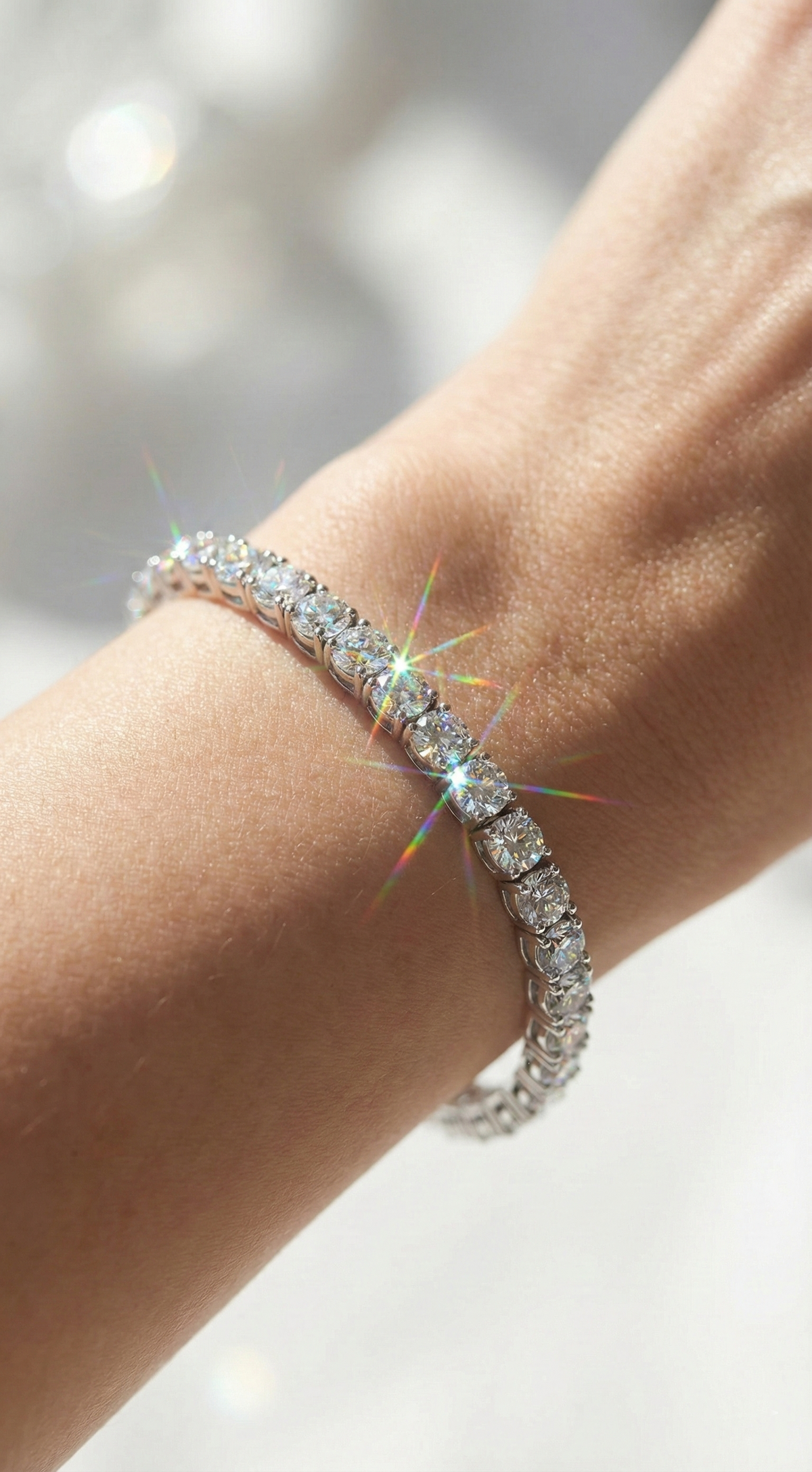 Galaxy Tennis Bracelet, cubic zirconia tennis design in 925 sterling silver, view 3