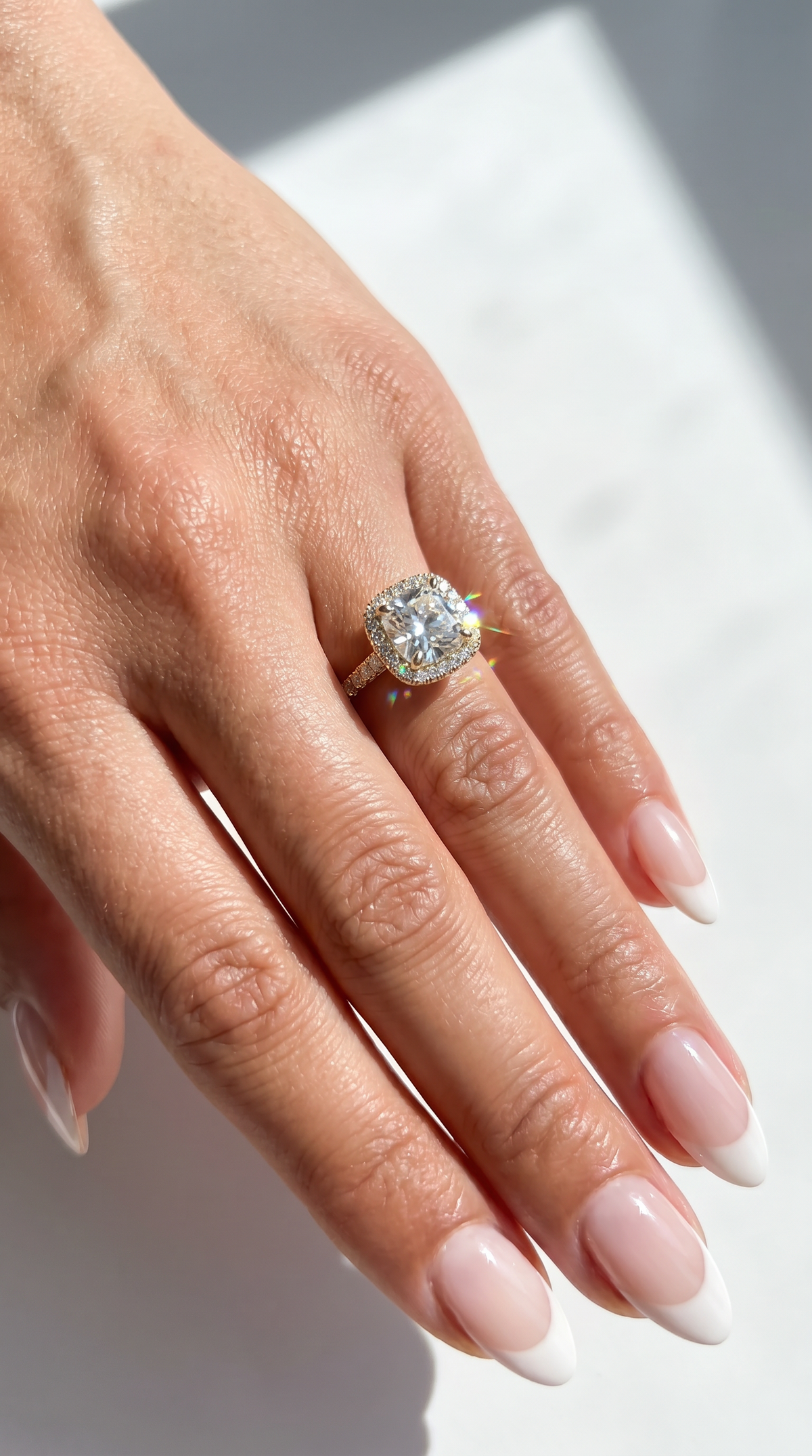Majestic Diamond Ring, cushion cut cubic zirconia in 925 sterling silver, view 11