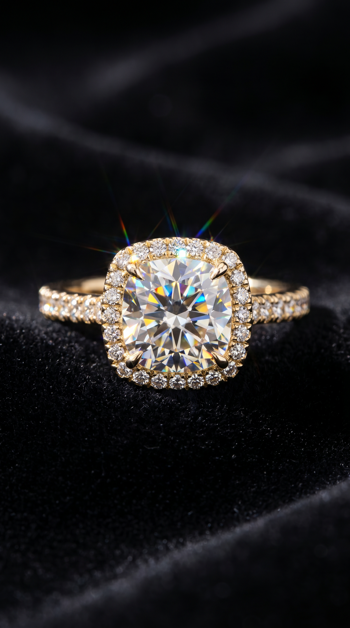 Majestic Diamond Ring, cushion cut cubic zirconia in 925 sterling silver, view 12