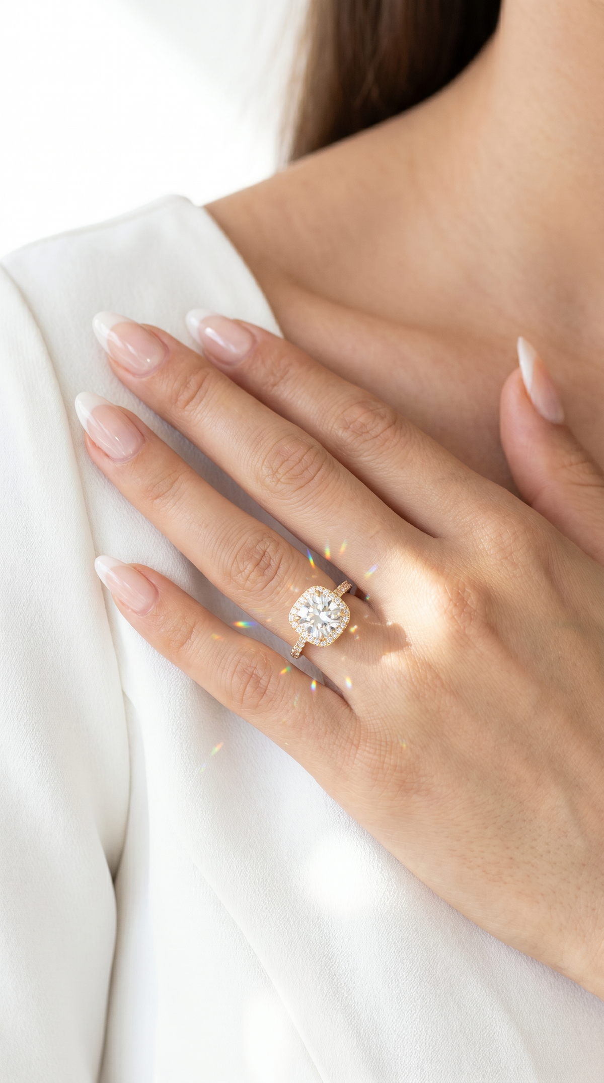 Majestic Diamond Ring, cushion cut cubic zirconia in 925 sterling silver, view 13