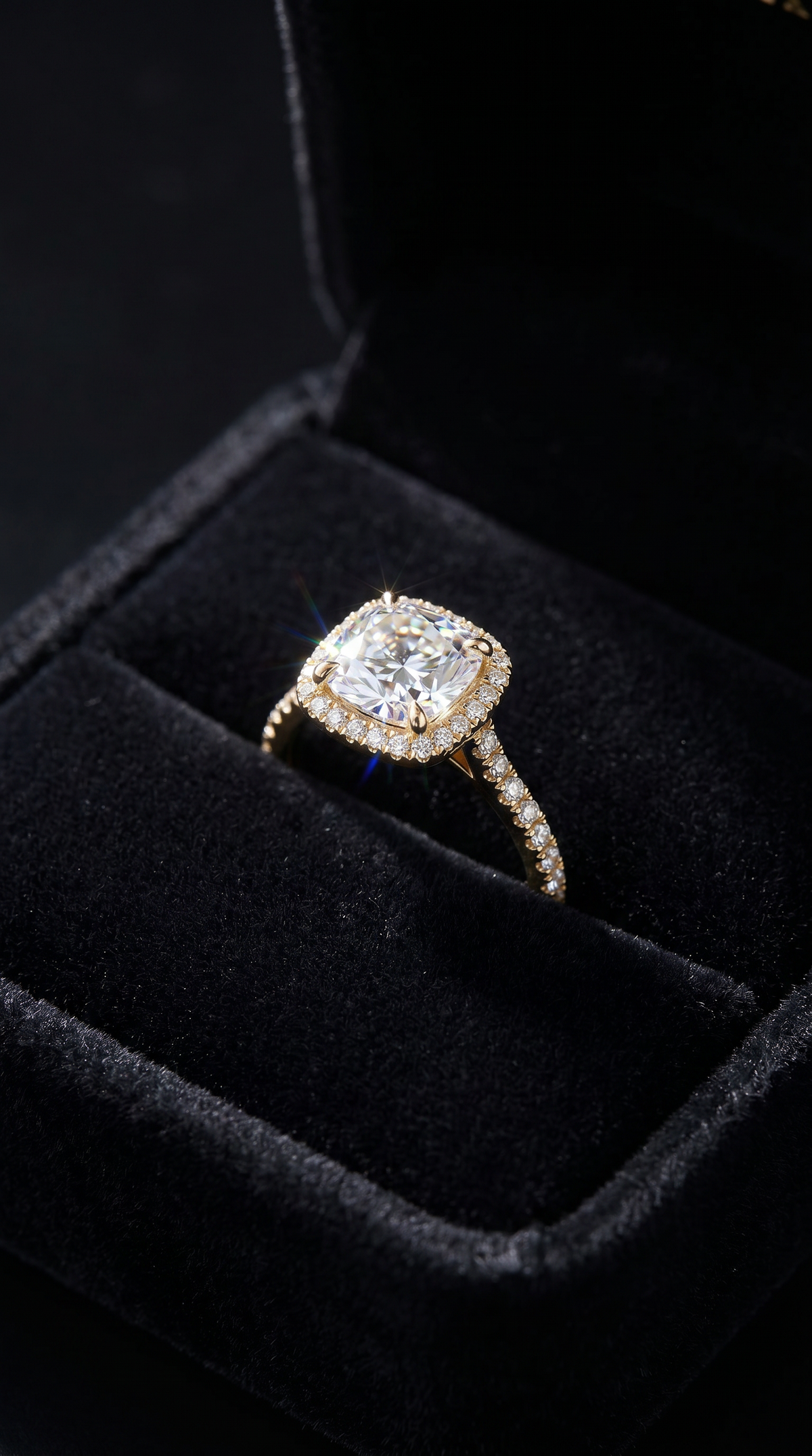 Majestic Diamond Ring, cushion cut cubic zirconia in 925 sterling silver, view 14