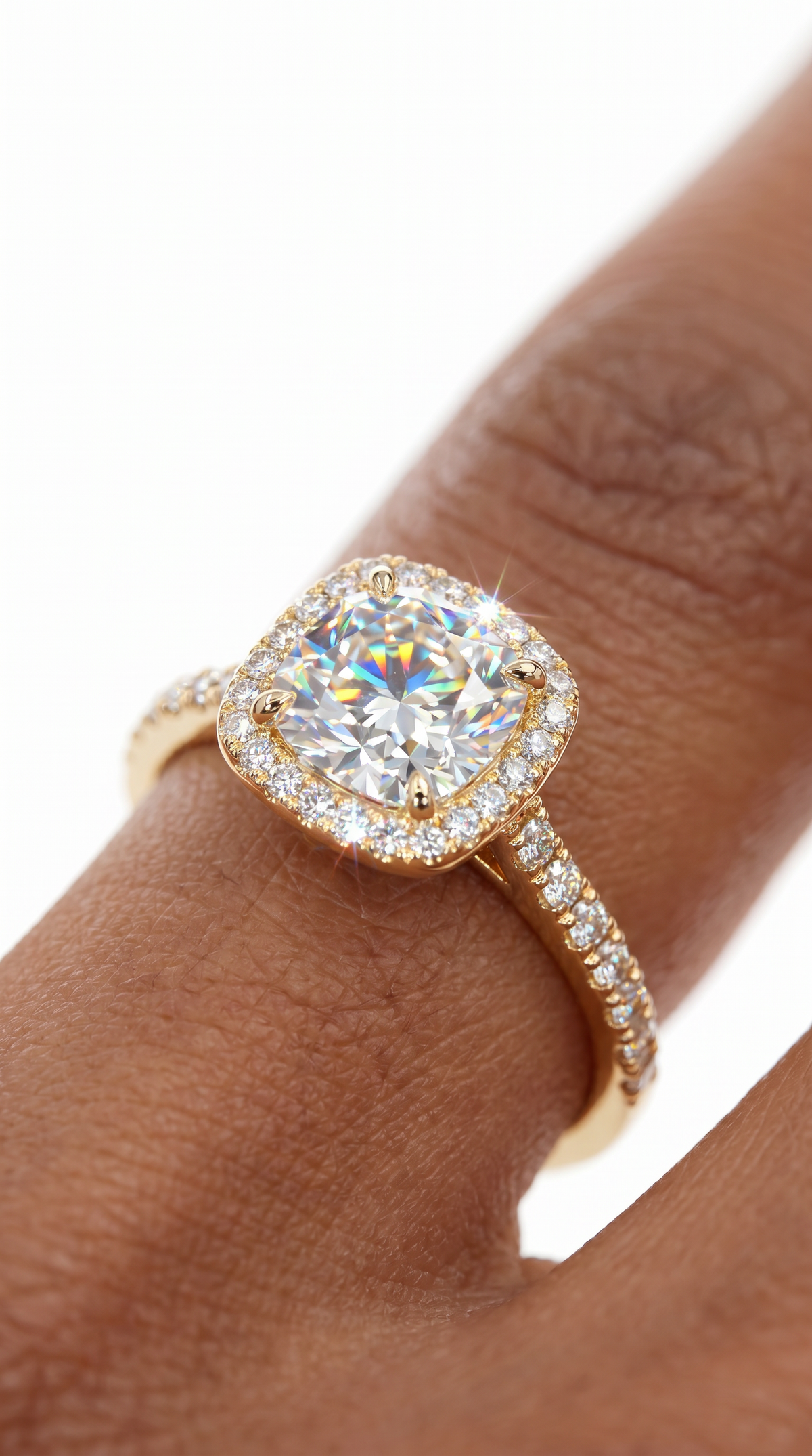 Majestic Diamond Ring, cushion cut cubic zirconia in 925 sterling silver, view 15