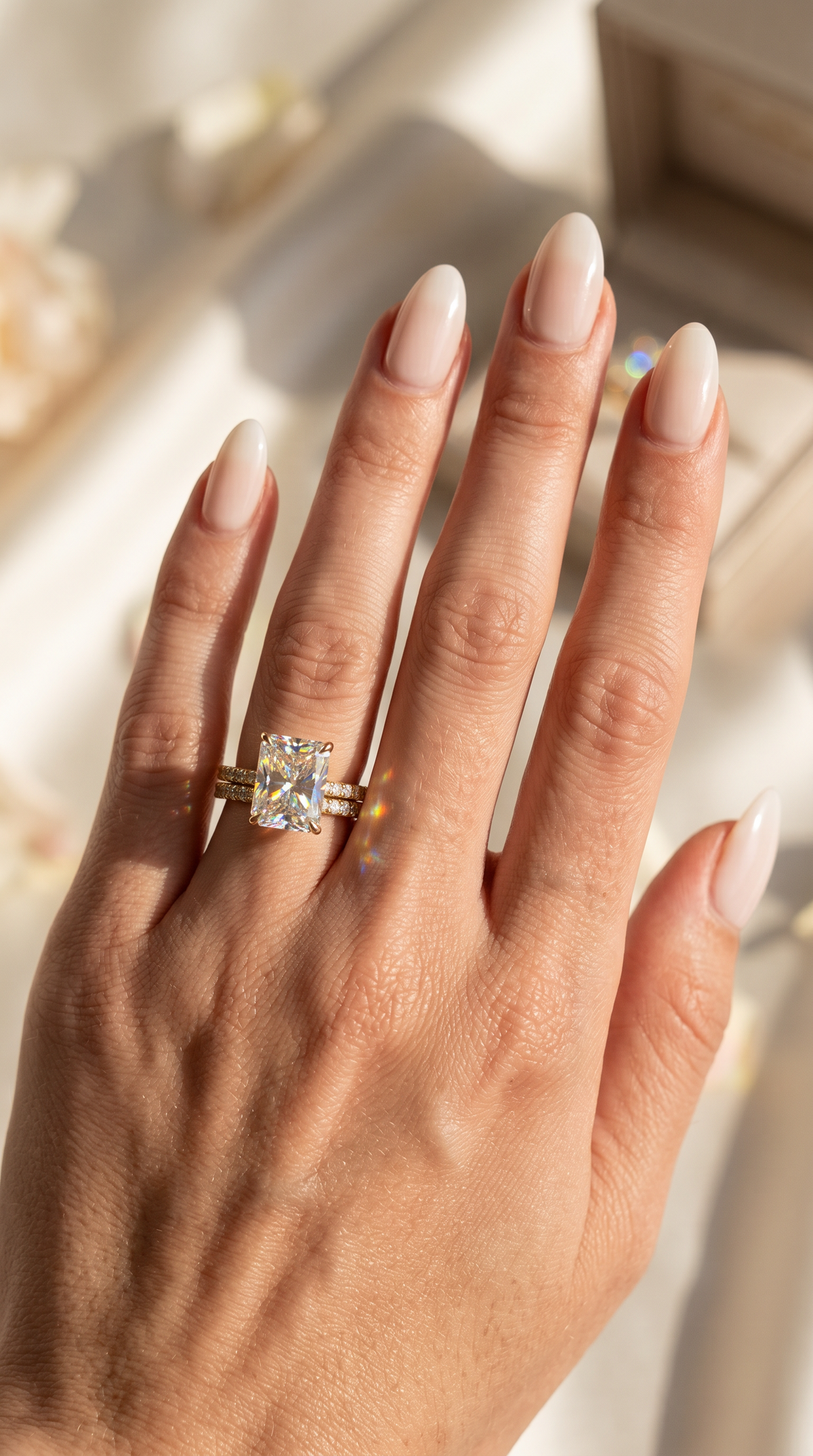 Glimmering Galaxy Ring, radiant cut cubic zirconia in 925 sterling silver, view 16