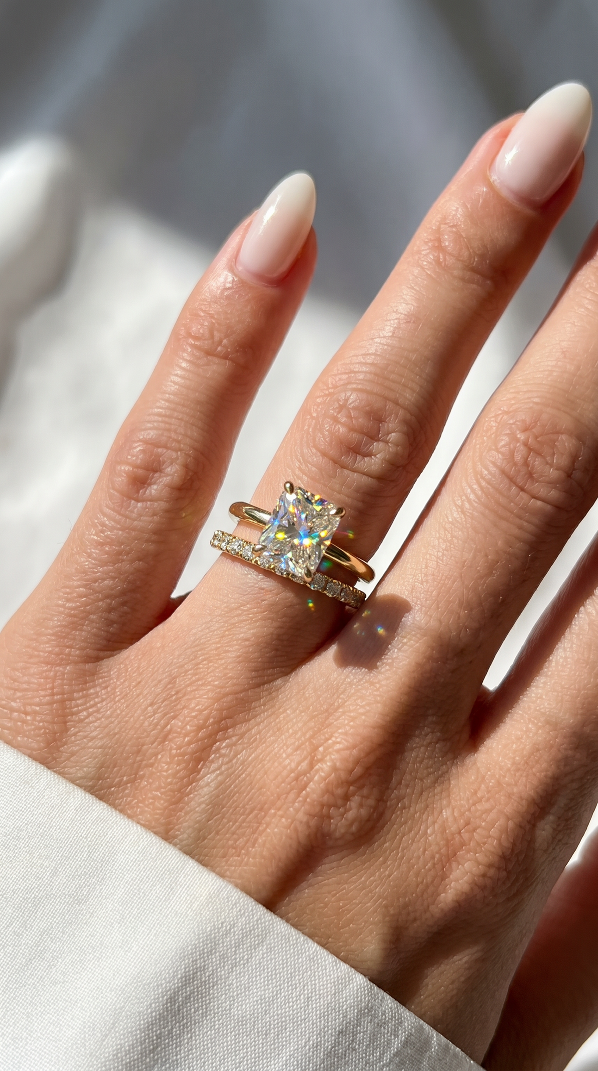 Luxury Couture Ring, radiant cut cubic zirconia in 925 sterling silver, view 16