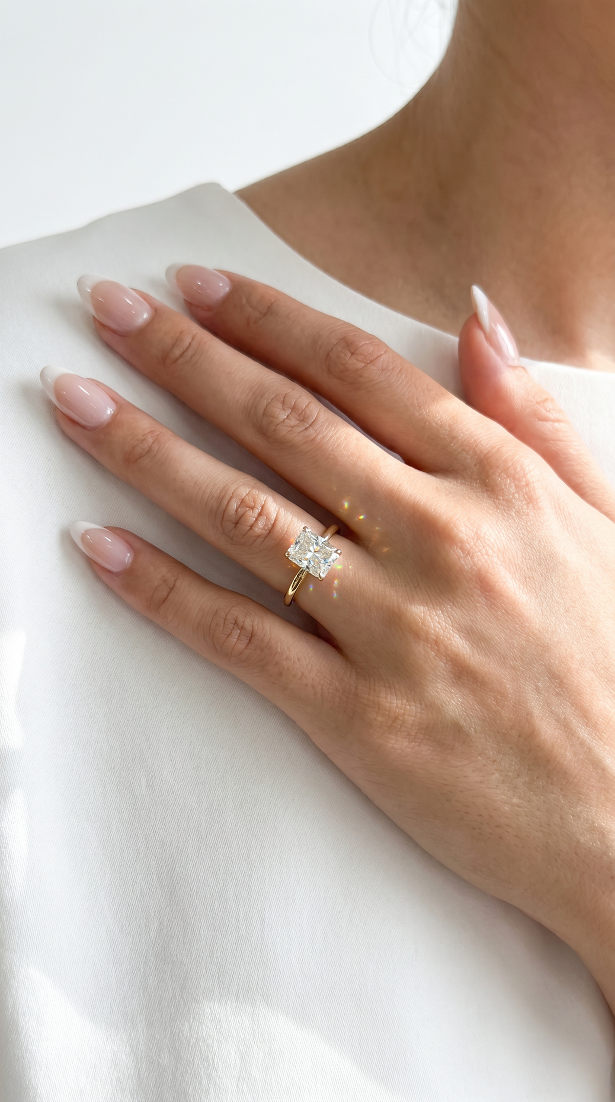 Luxury Couture Ring, radiant cut cubic zirconia in 925 sterling silver, view 13