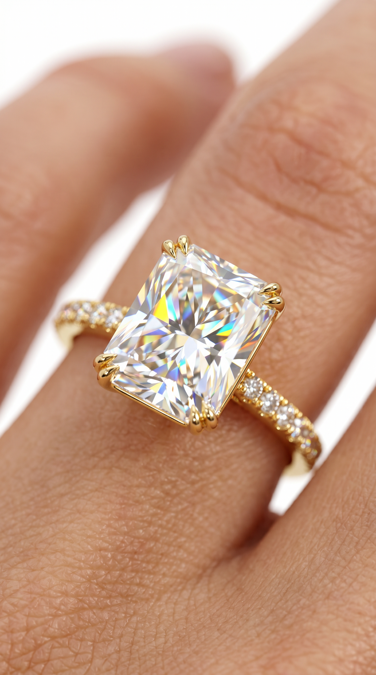 Glimmering Galaxy Ring, radiant cut cubic zirconia in 925 sterling silver, view 13