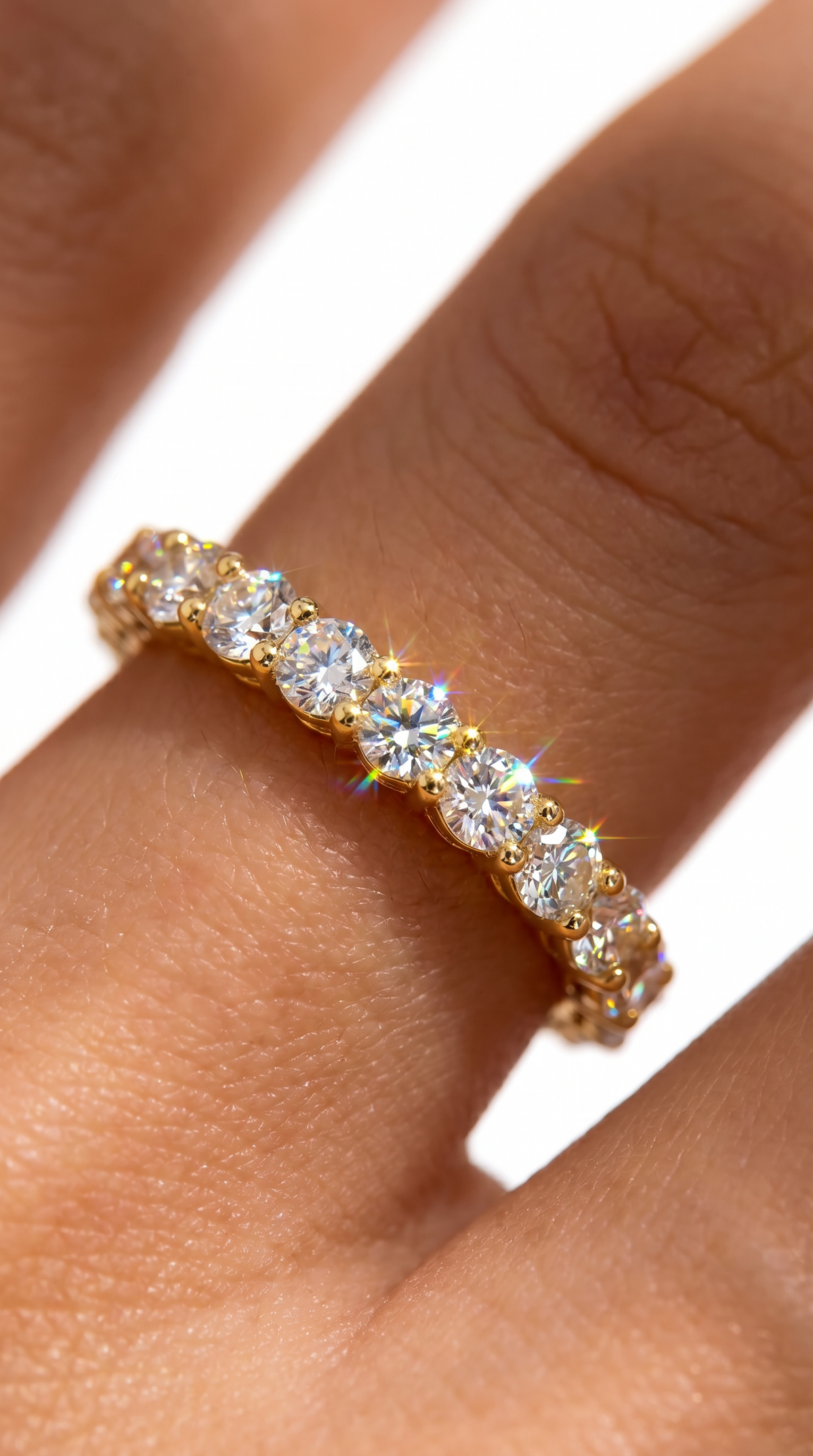 Eternity Stack Ring, round cut cubic zirconia in 925 sterling silver, view 15