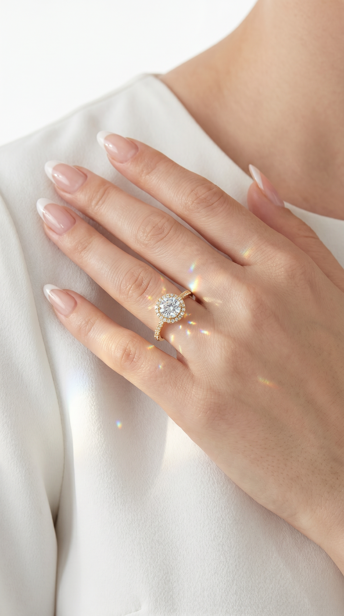 Orion's Halo Ring, round cut cubic zirconia in 925 sterling silver, view 13
