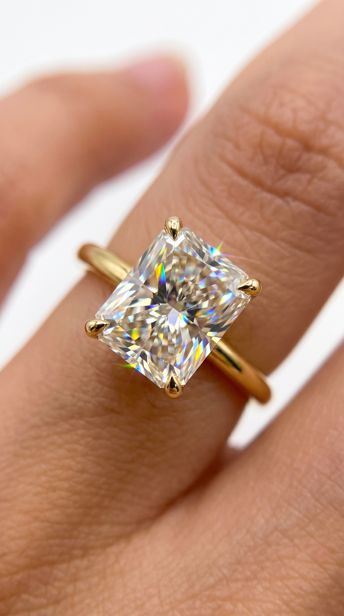Luxury Couture Ring, radiant cut cubic zirconia in 925 sterling silver, view 15