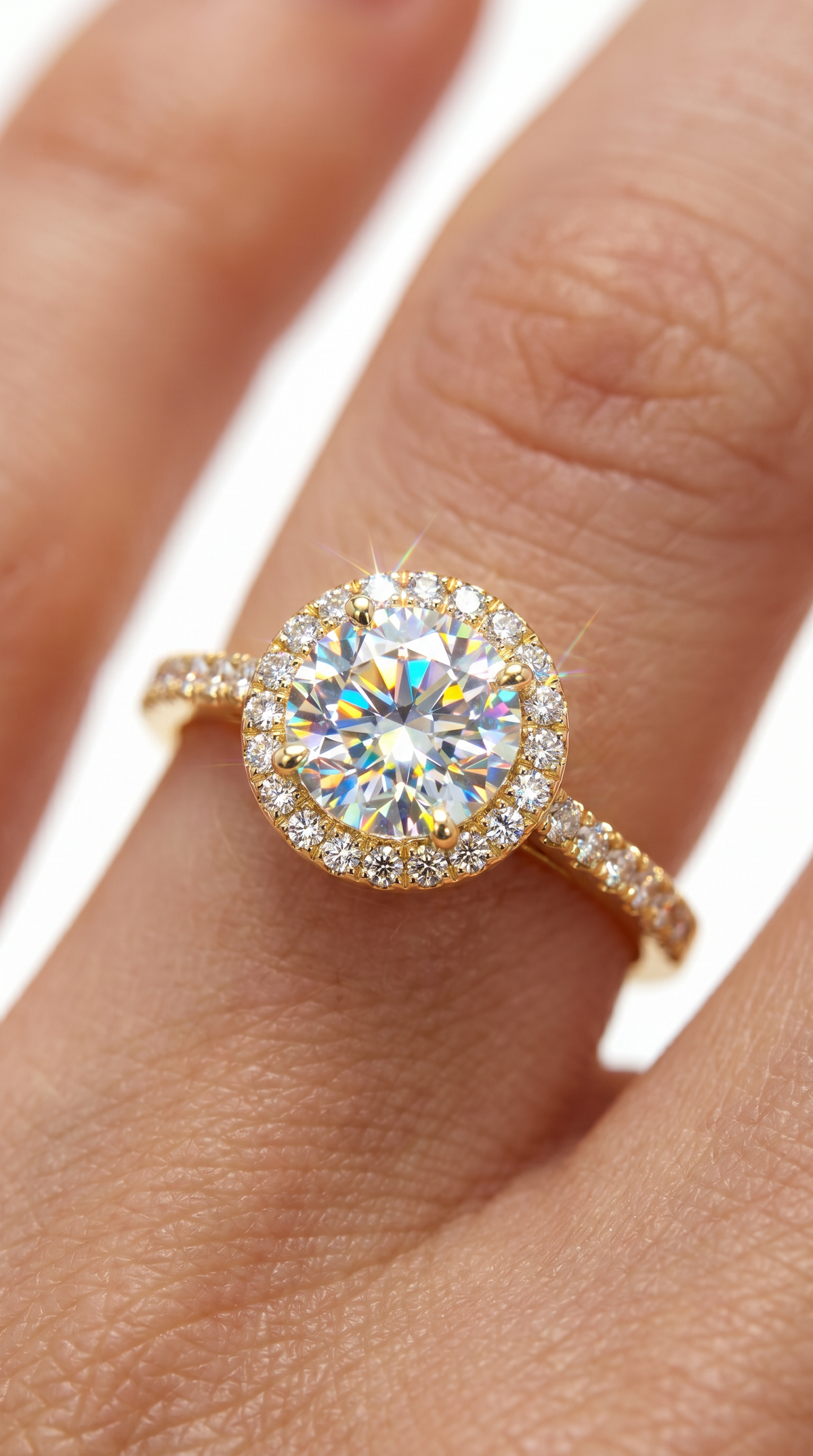 Orion's Halo Ring, round cut cubic zirconia in 925 sterling silver, view 15