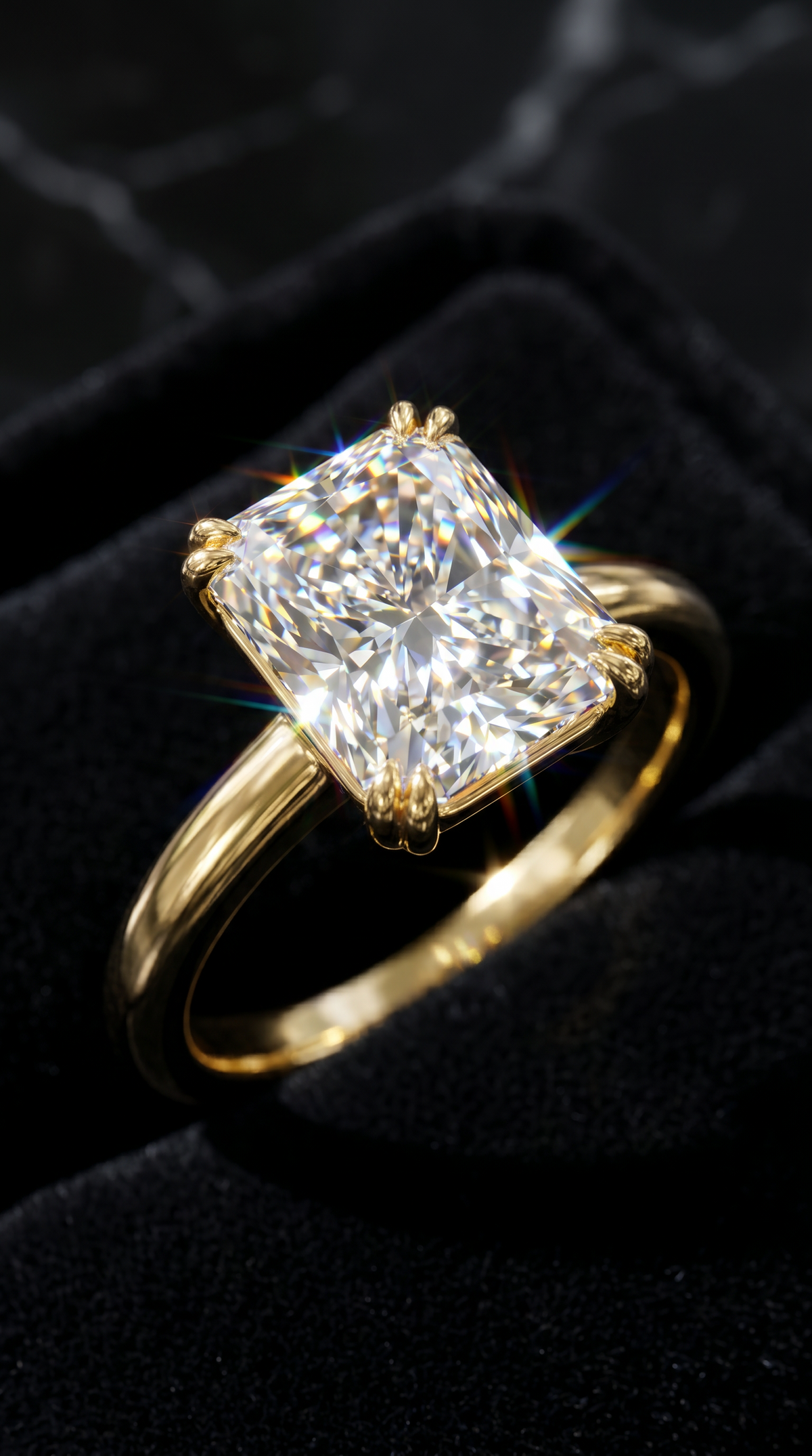 Luxury Couture Ring, radiant cut cubic zirconia in 925 sterling silver, view 12