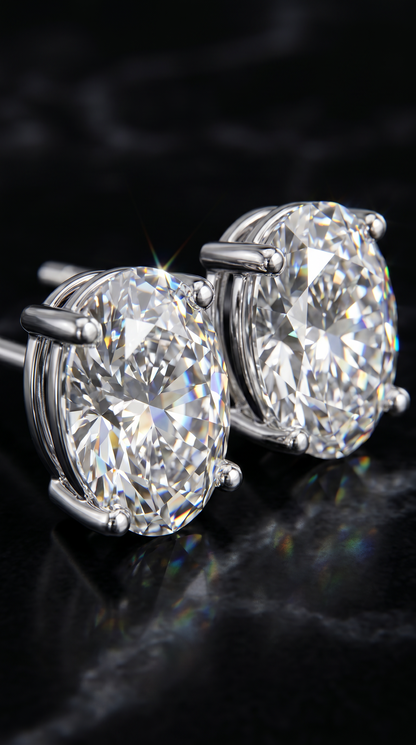 Lavish Lumière Earrings, oval cut cubic zirconia in 925 sterling silver, view 4