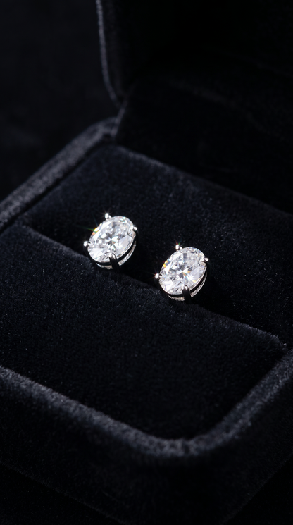 Lavish Lumière Earrings, oval cut cubic zirconia in 925 sterling silver, view 6