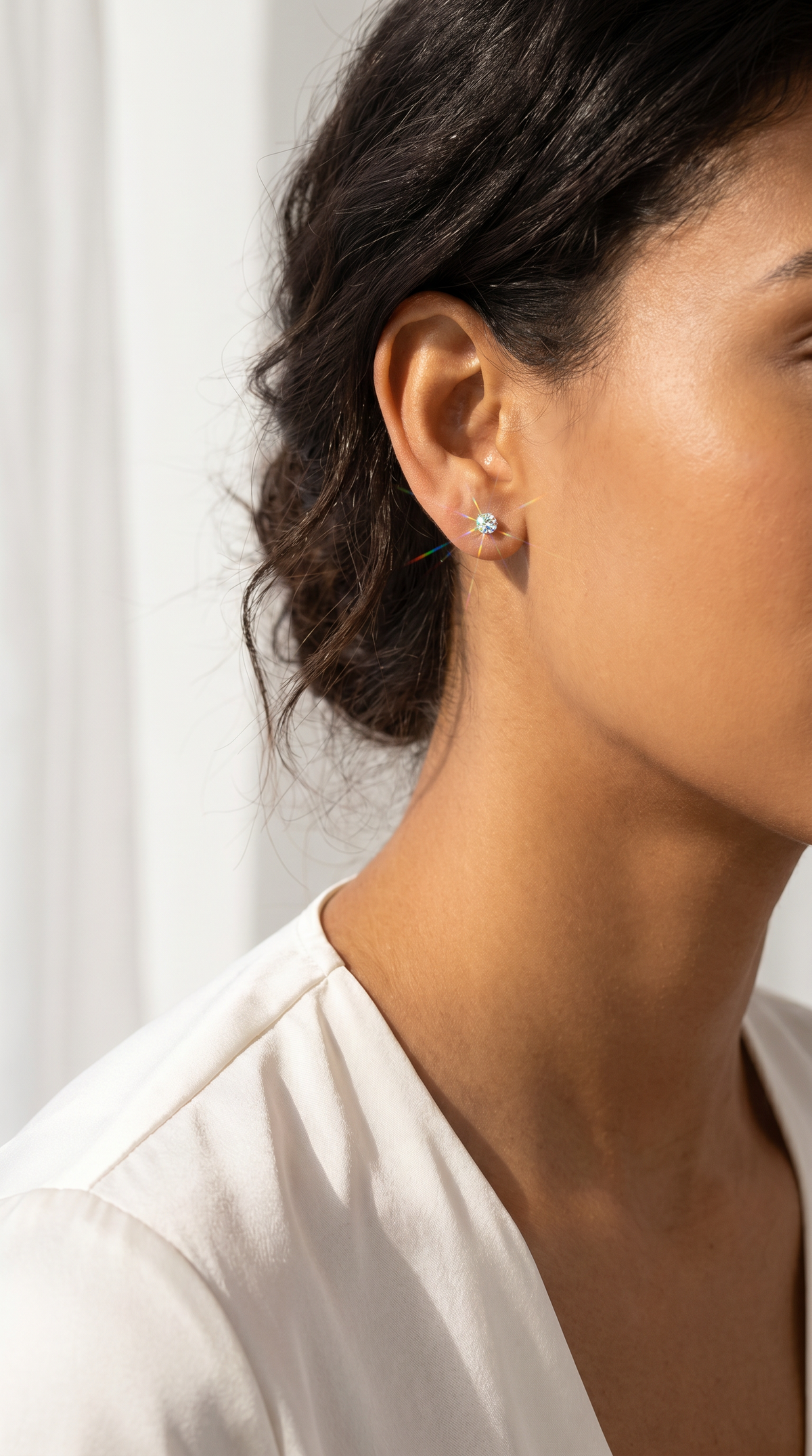 Resplendent Enigma Earrings, round cut cubic zirconia in 925 sterling silver, view 7