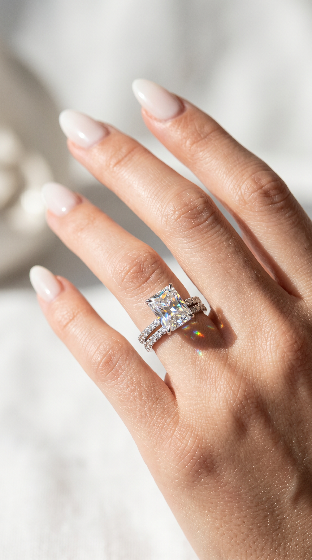 Glimmering Galaxy Ring, radiant cut cubic zirconia in 925 sterling silver, view 3