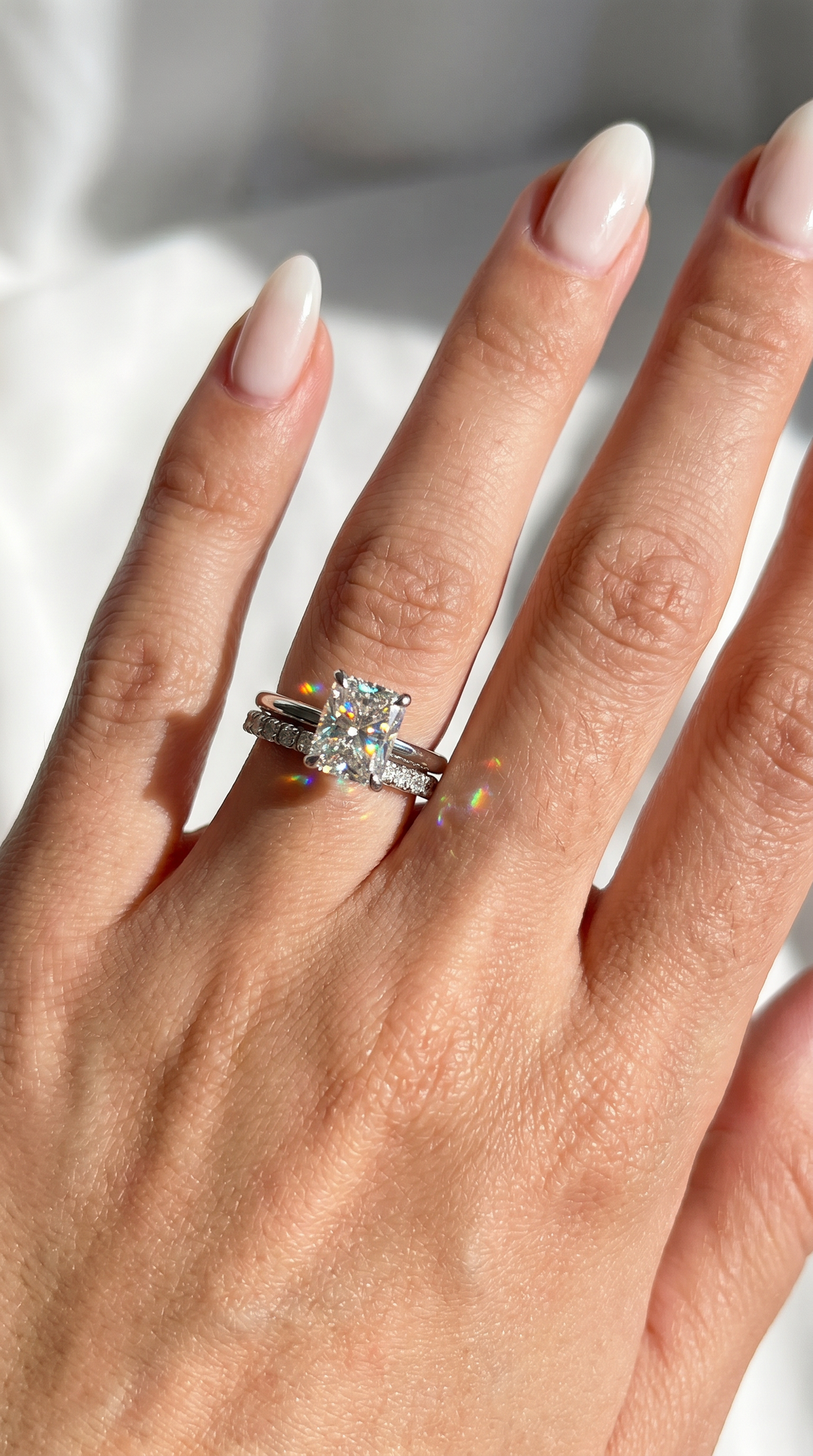 Luxury Couture Ring, radiant cut cubic zirconia in 925 sterling silver, view 8