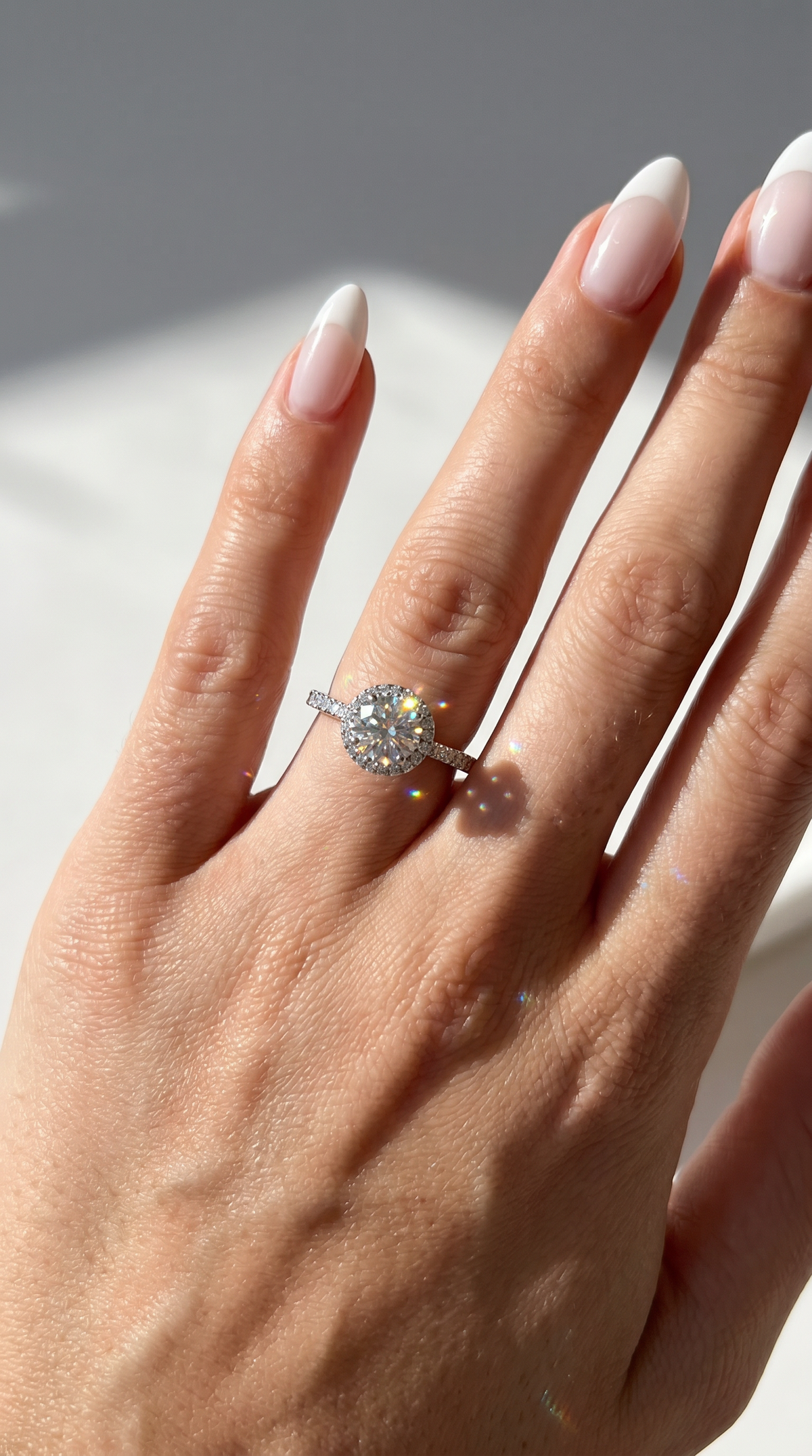 Orion's Halo Ring, round cut cubic zirconia in 925 sterling silver, view 3