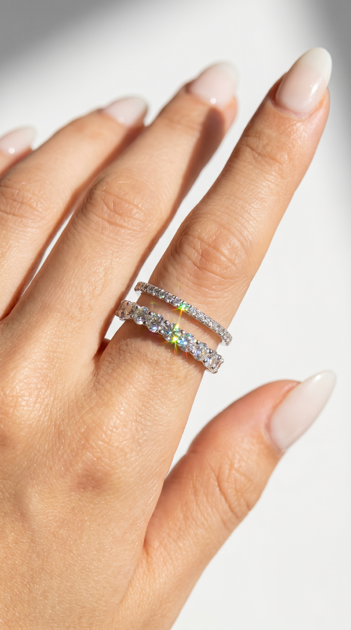 Eternity Stack Ring, round cut cubic zirconia in 925 sterling silver, view 8