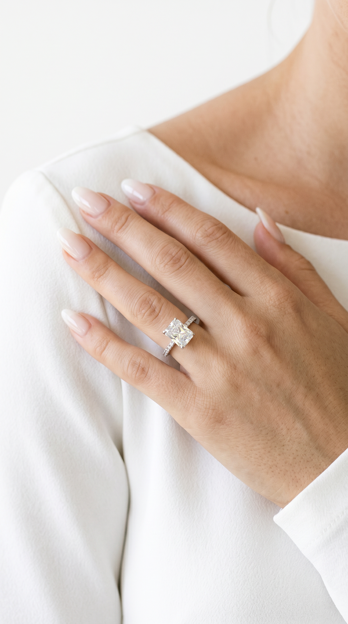 Glimmering Galaxy Ring, radiant cut cubic zirconia in 925 sterling silver, view 5