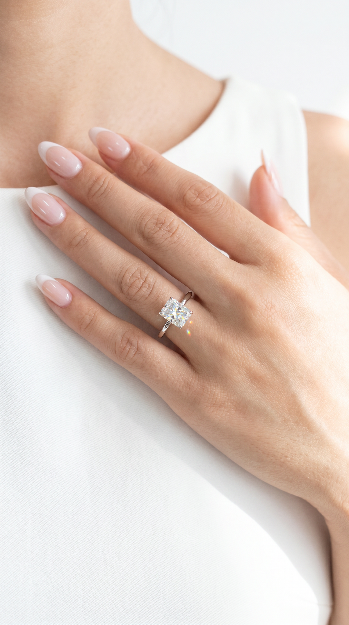 Luxury Couture Ring, radiant cut cubic zirconia in 925 sterling silver, view 5