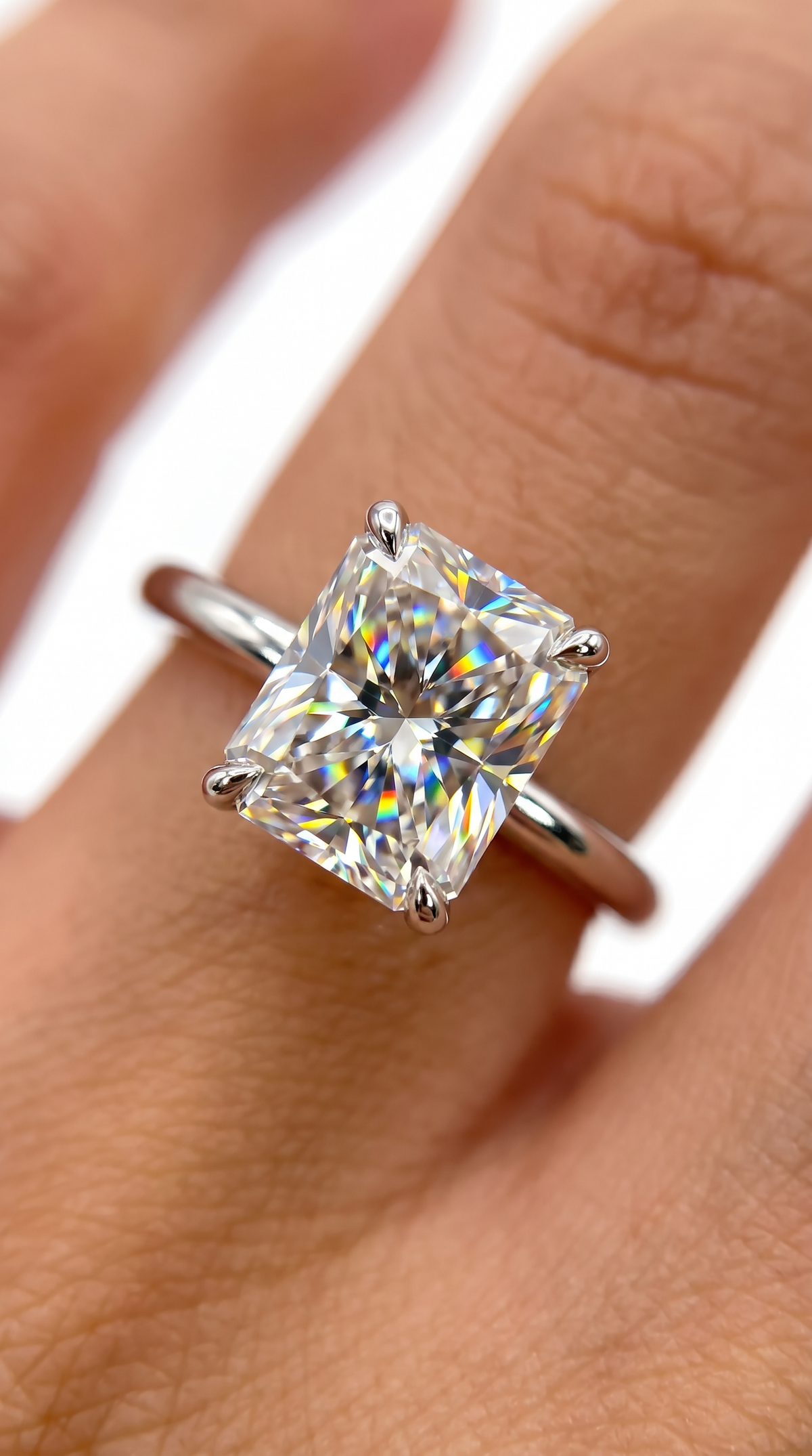 Luxury Couture Ring, radiant cut cubic zirconia in 925 sterling silver, view 6