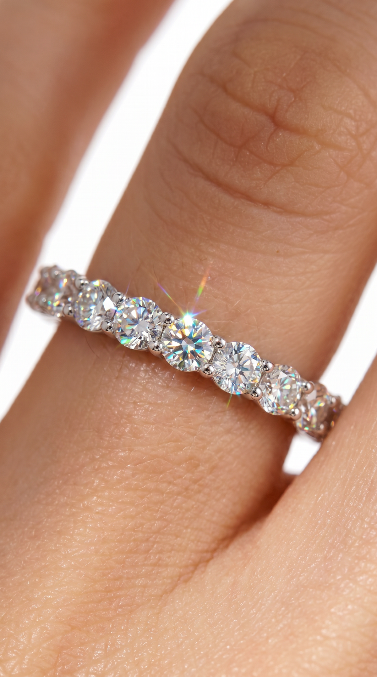 Eternity Stack Ring, round cut cubic zirconia in 925 sterling silver, view 5
