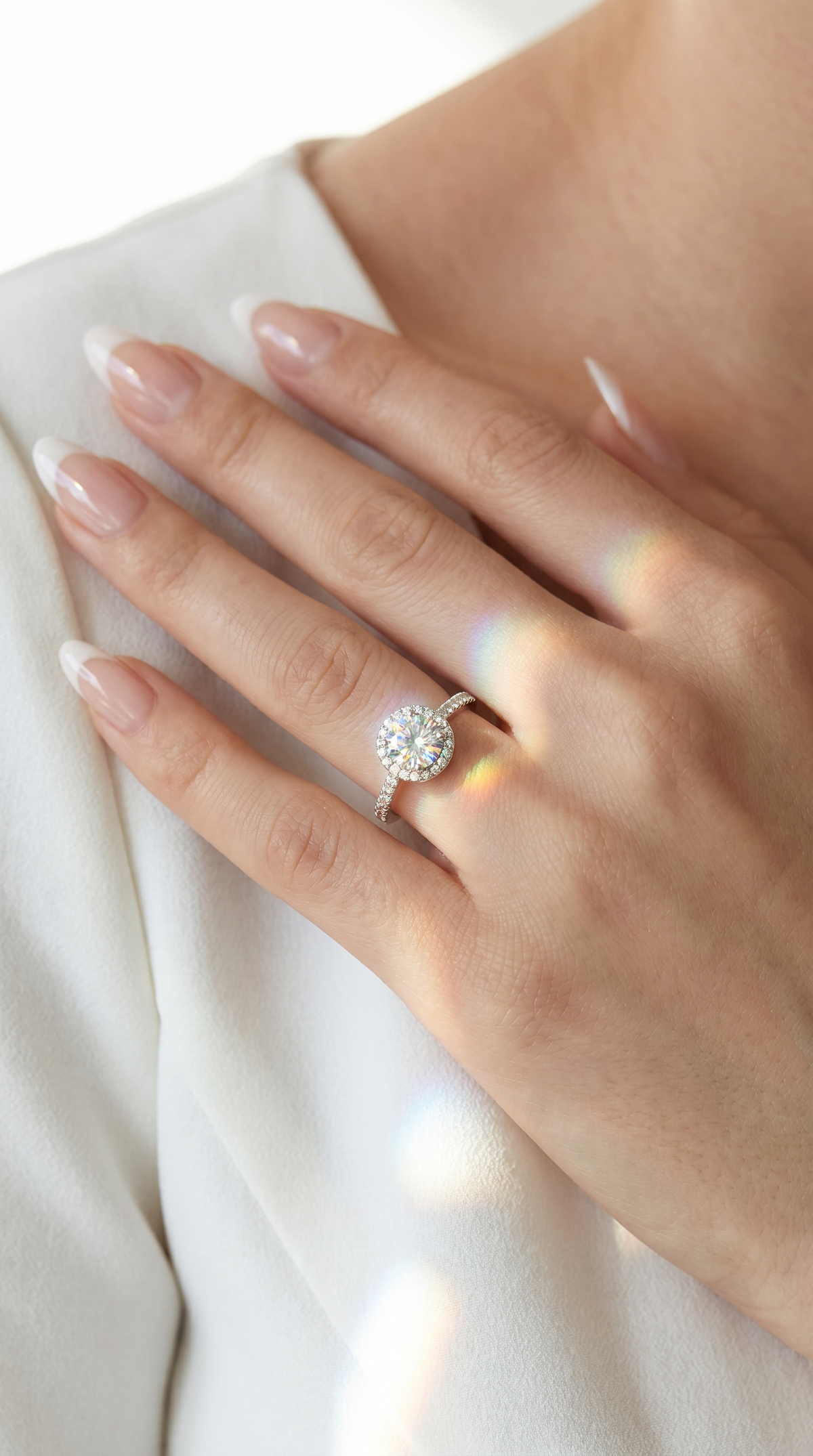 Orion's Halo Ring, round cut cubic zirconia in 925 sterling silver, view 5
