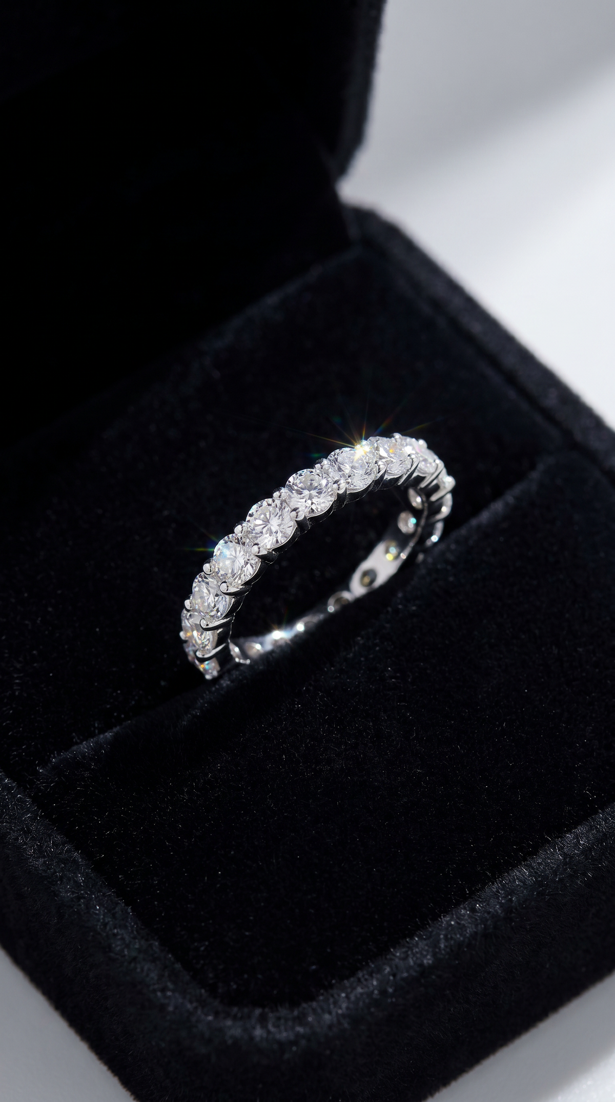 Eternity Stack Ring, round cut cubic zirconia in 925 sterling silver, view 6