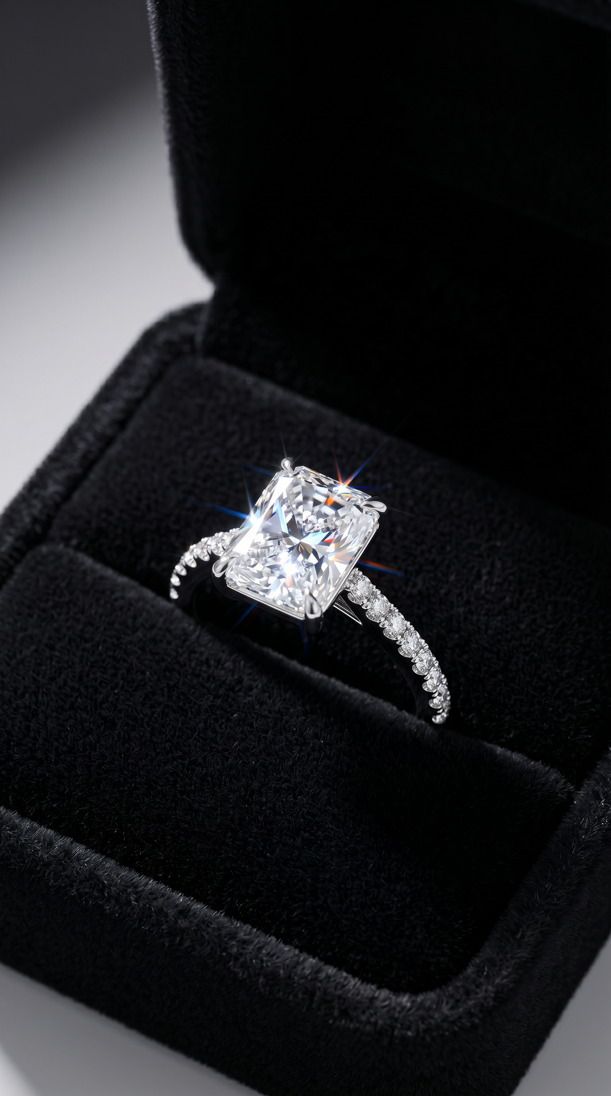Glimmering Galaxy Ring, radiant cut cubic zirconia in 925 sterling silver, view 6