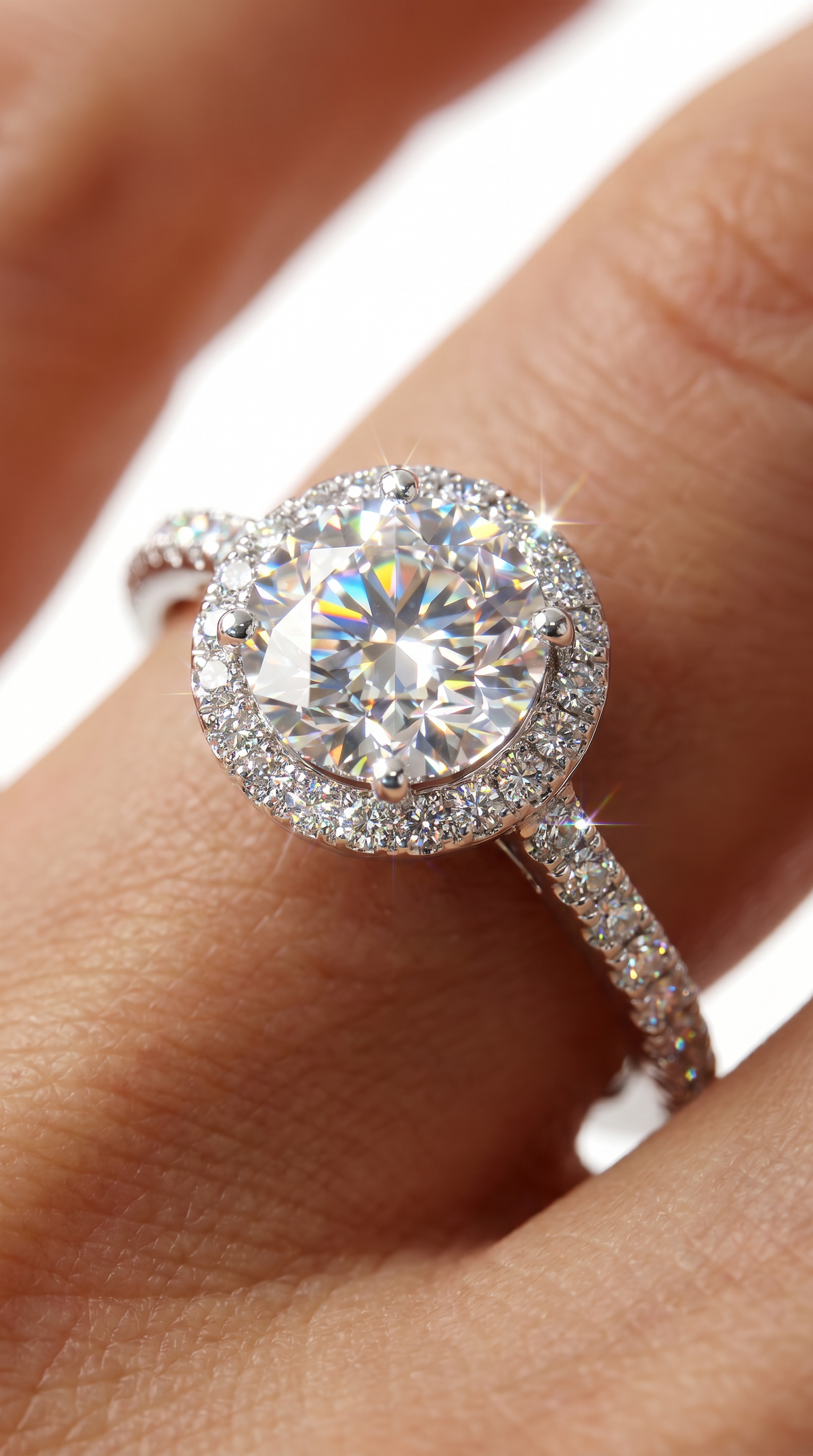 Orion's Halo Ring, round cut cubic zirconia in 925 sterling silver, view 7