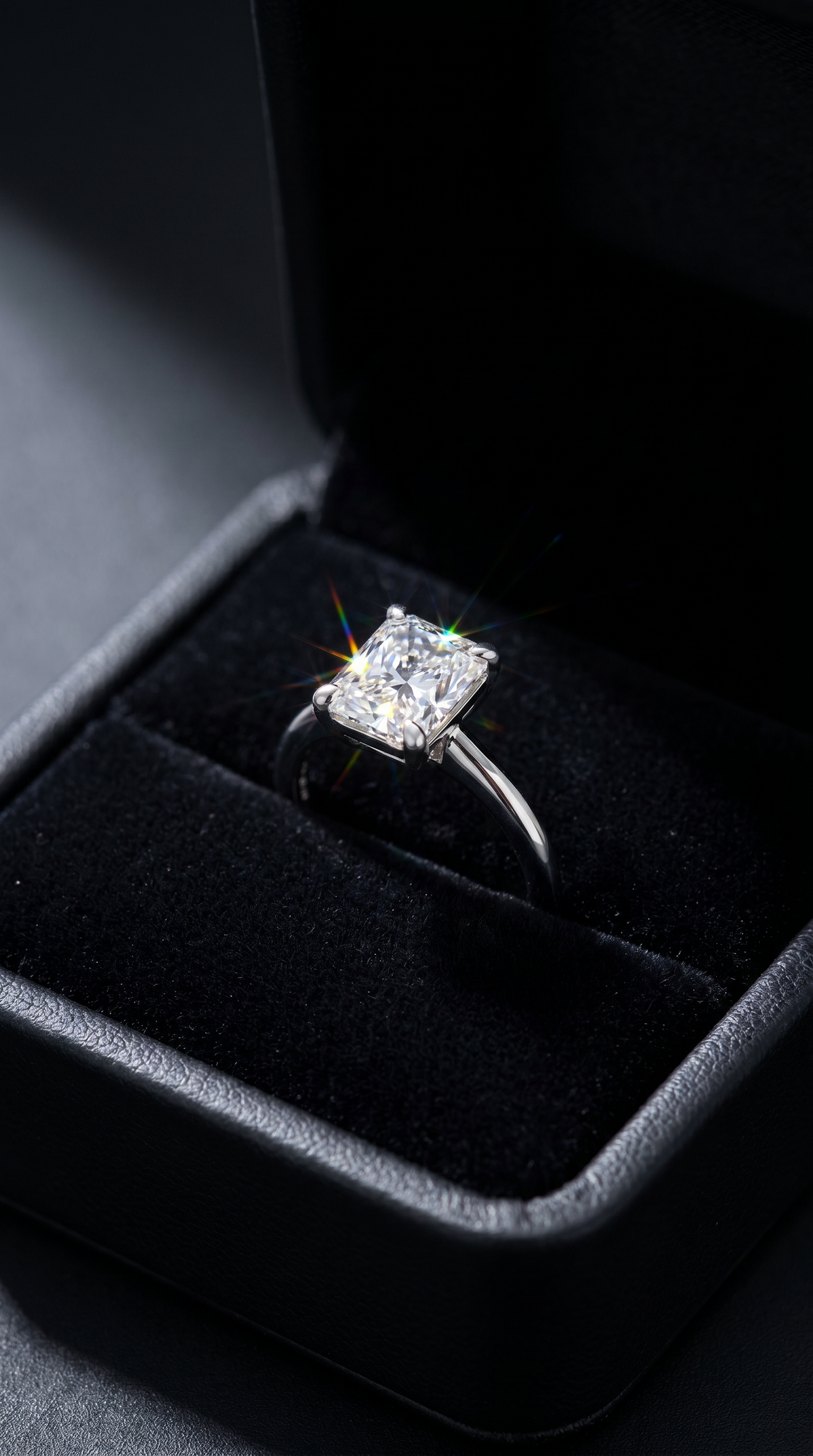 Luxury Couture Ring, radiant cut cubic zirconia in 925 sterling silver, view 7