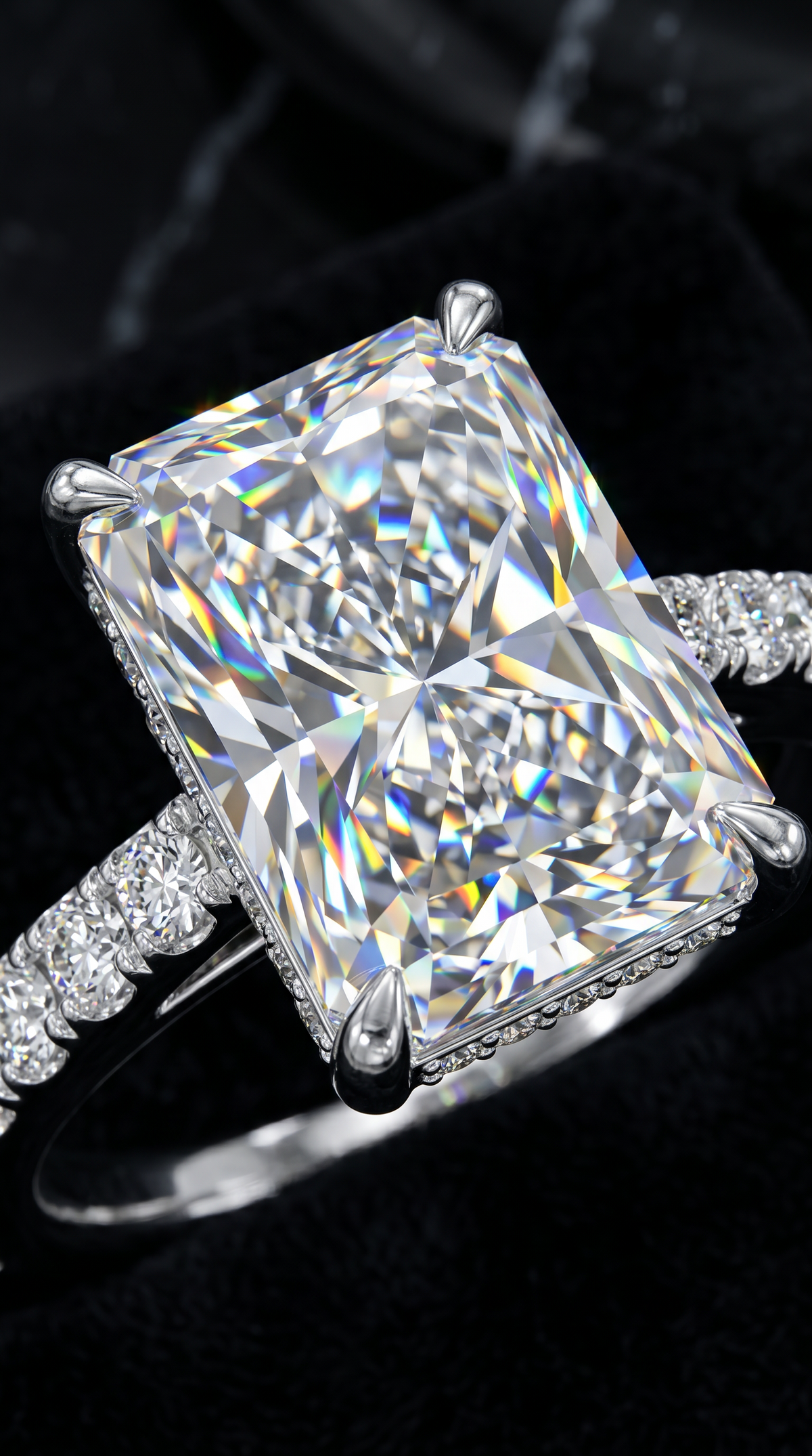Glimmering Galaxy Ring, radiant cut cubic zirconia in 925 sterling silver, view 4