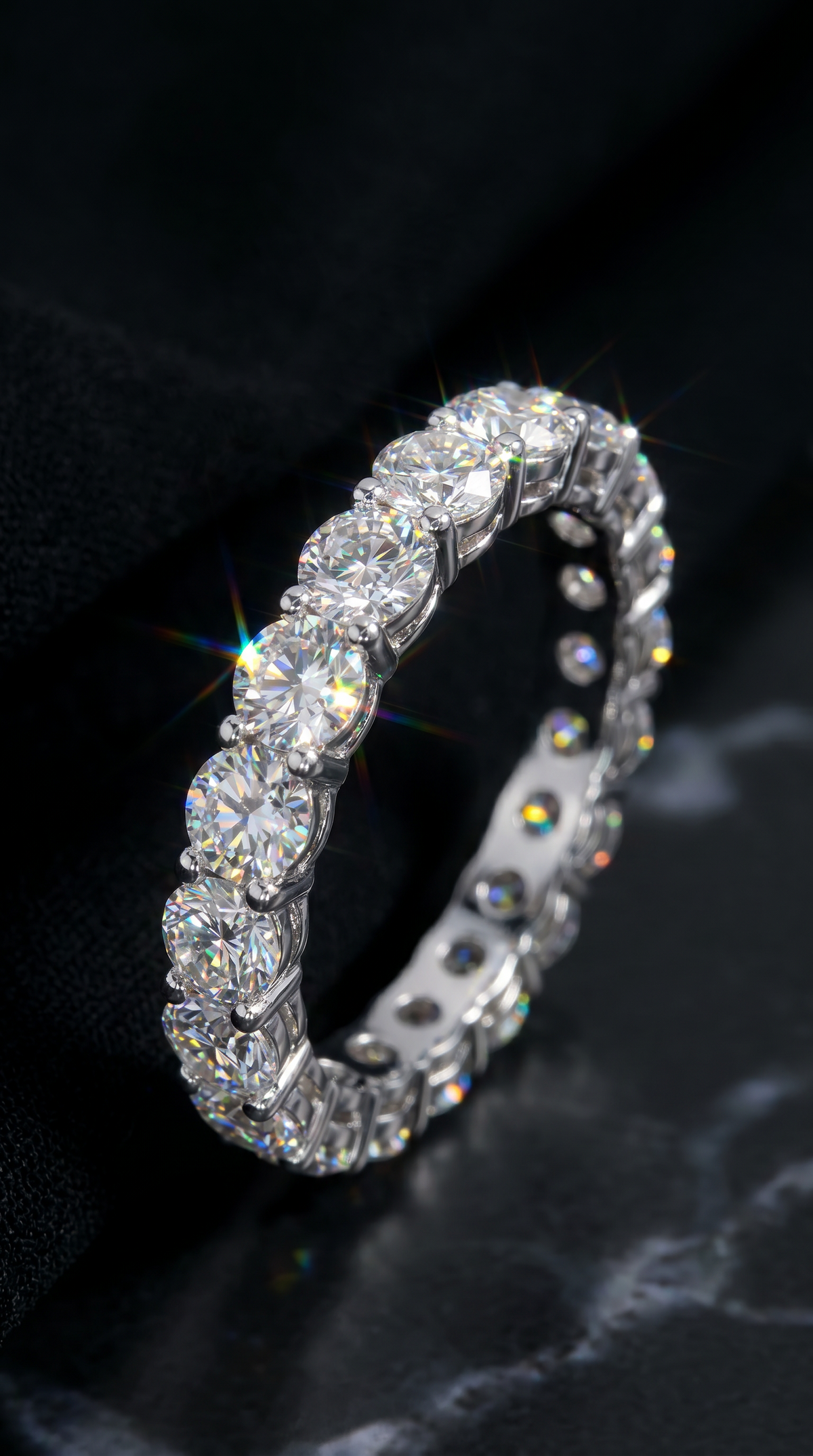 Eternity Stack Ring, round cut cubic zirconia in 925 sterling silver, view 4
