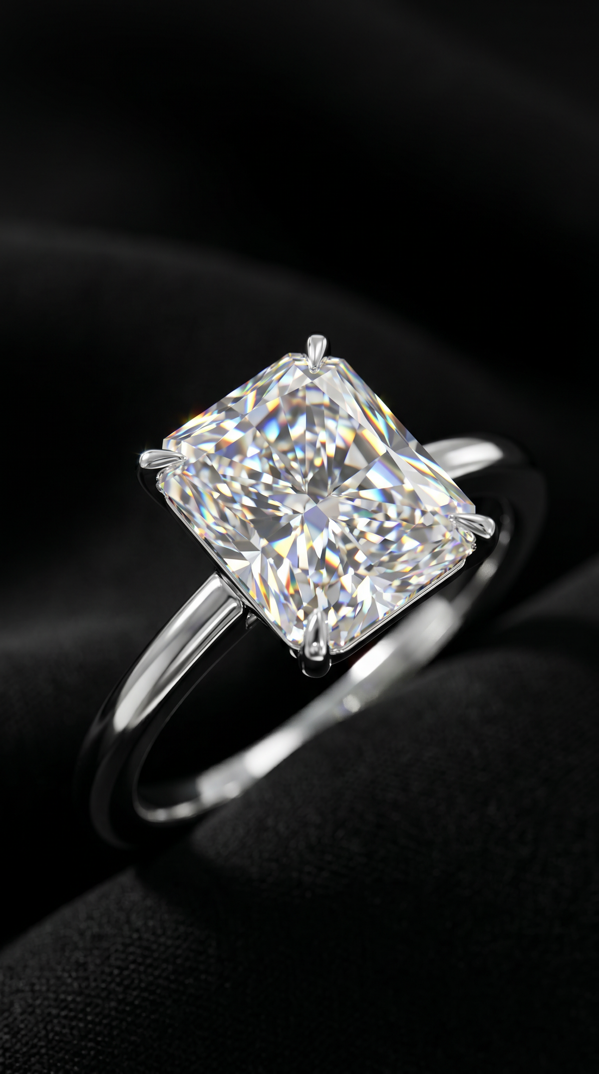 Luxury Couture Ring, radiant cut cubic zirconia in 925 sterling silver, view 4