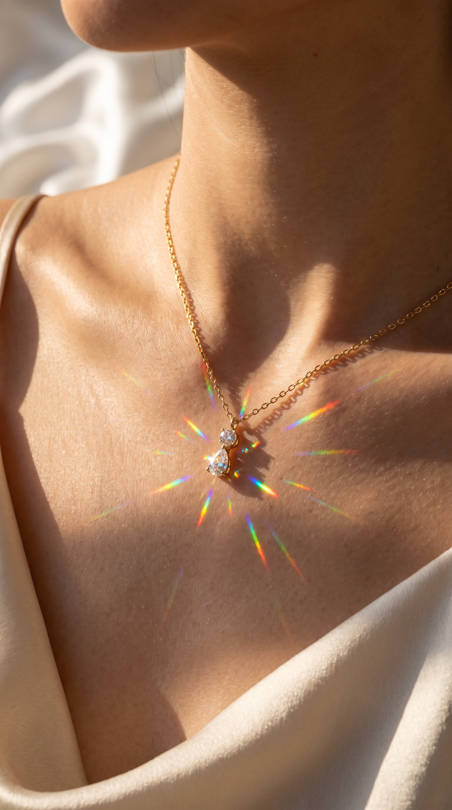 Dewdrop Duet Necklace Gold