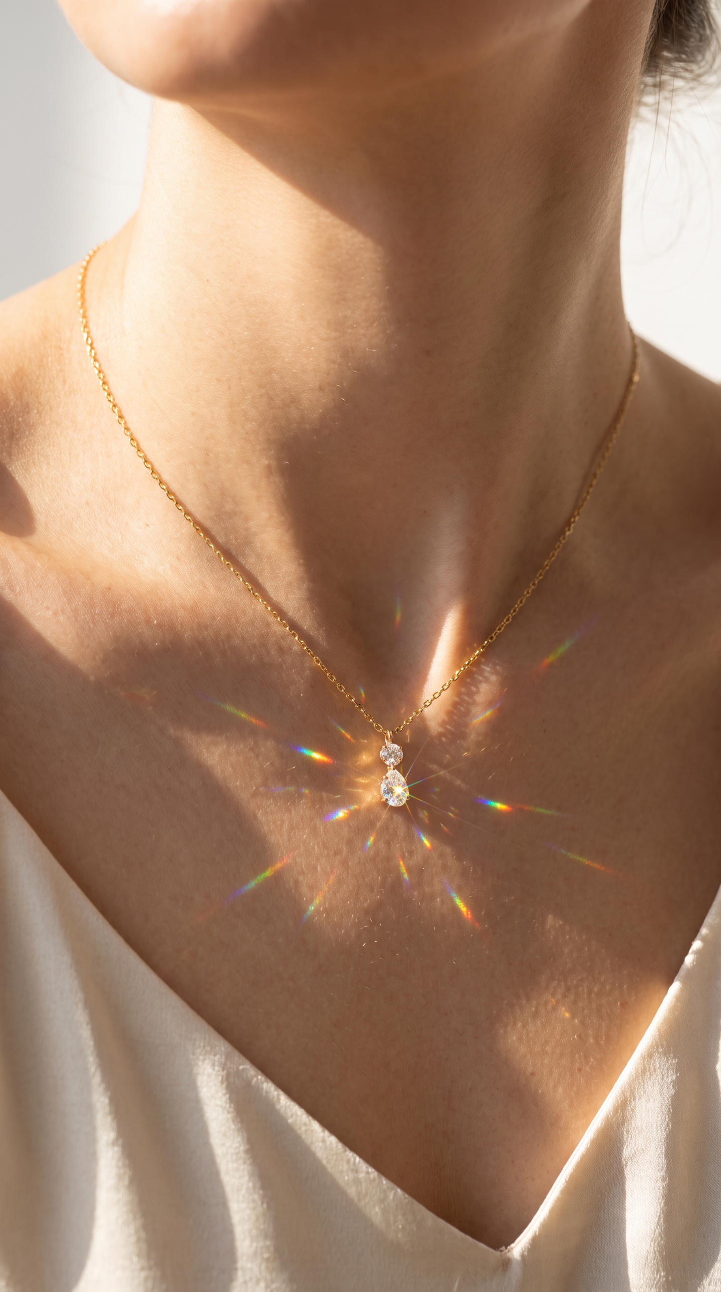 Dewdrop Duet Necklace Gold