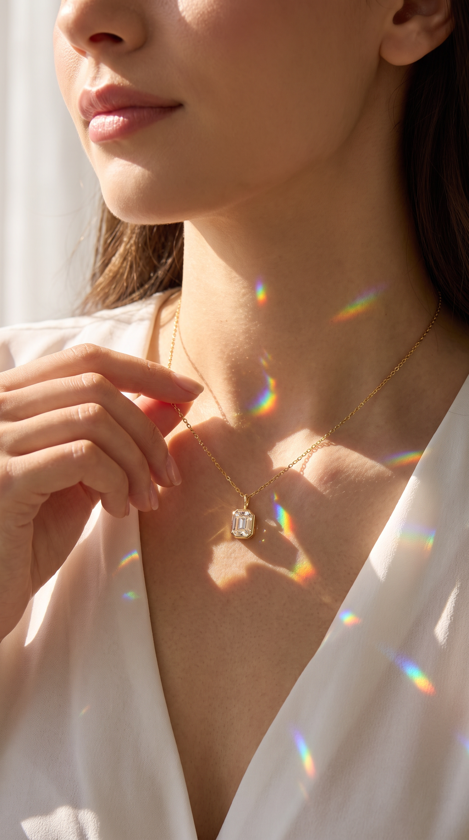 Frosted Prism Necklace Gold