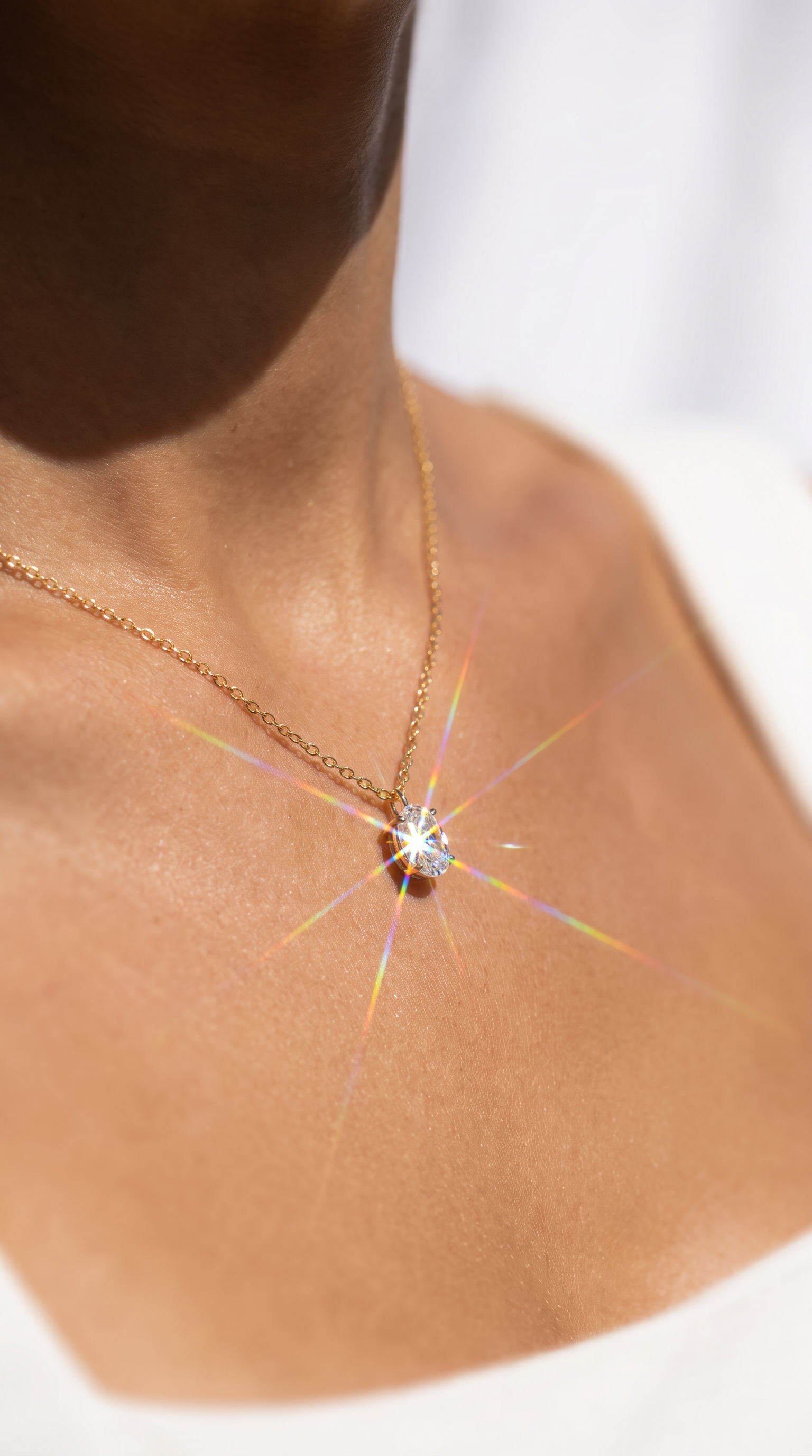 Moonglow Solitaire Necklace Gold