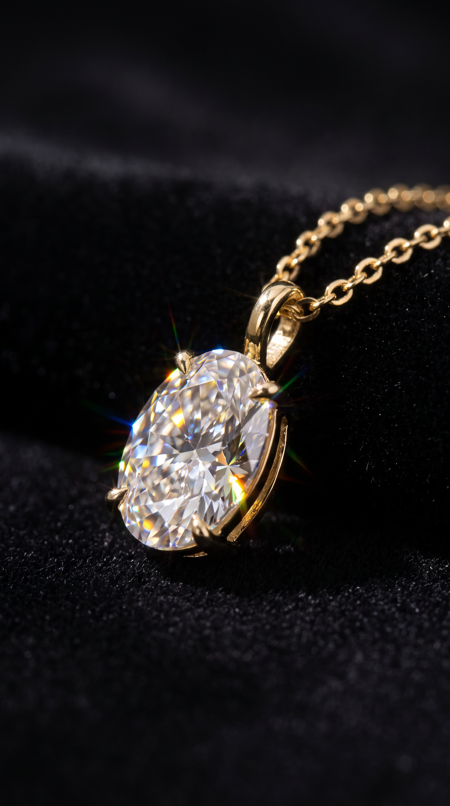 Moonglow Solitaire Necklace Gold