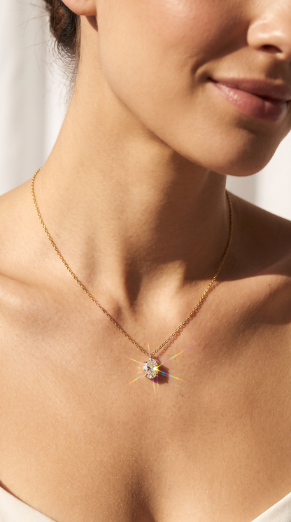 Moonglow Solitaire Necklace Gold