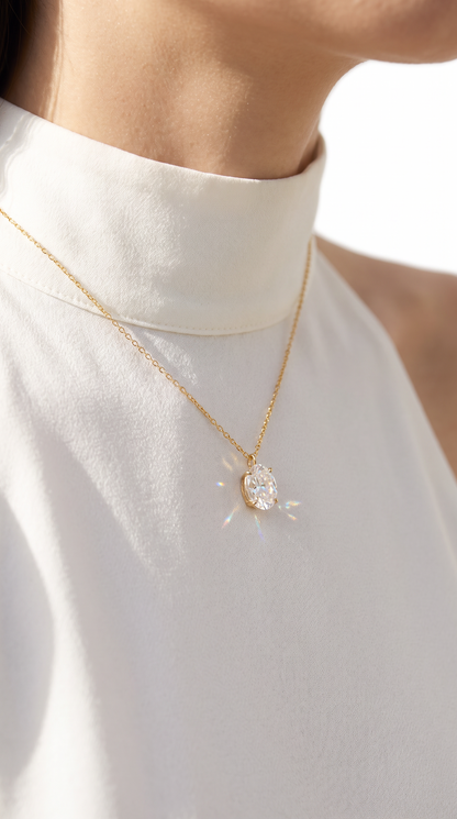 Moonglow Solitaire Necklace Gold